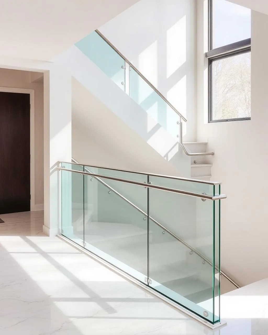 Stair Glass Railing installed by Best Glass Railings in North York, ON
