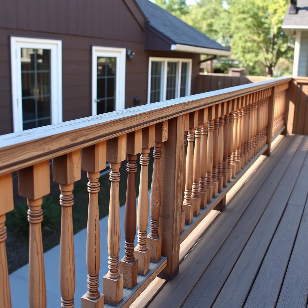 Outdated wood spindle deck railings on a Toronto GTA home before glass railing upgrade