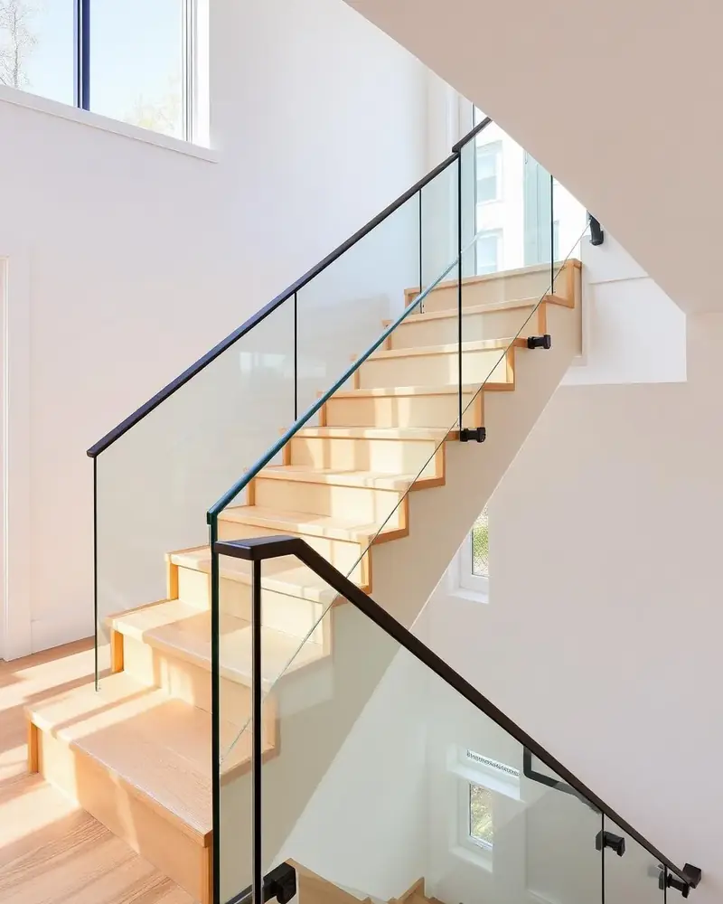 Stair Glass Railing installed by Best Glass Railings in North York, ON