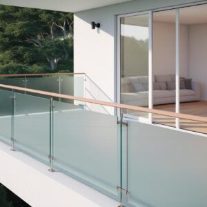 modern home with frosted glass railings