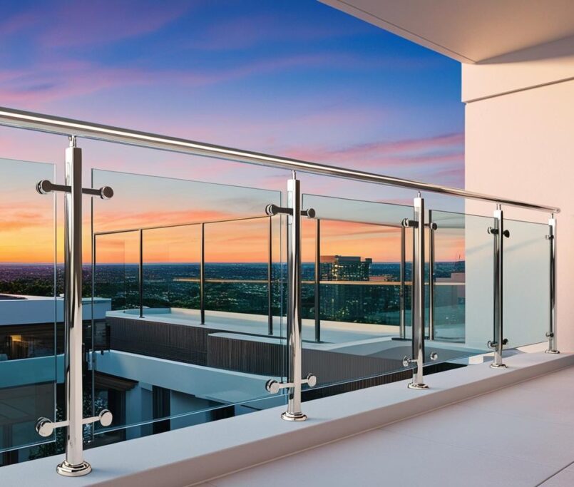 Glass balcony railing installed on modern condominium