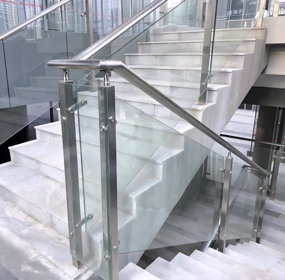 Outdoor Semi-Frameless top rail Glass railings