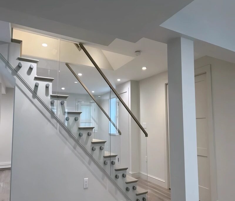 Standoff Glass railings in a residence