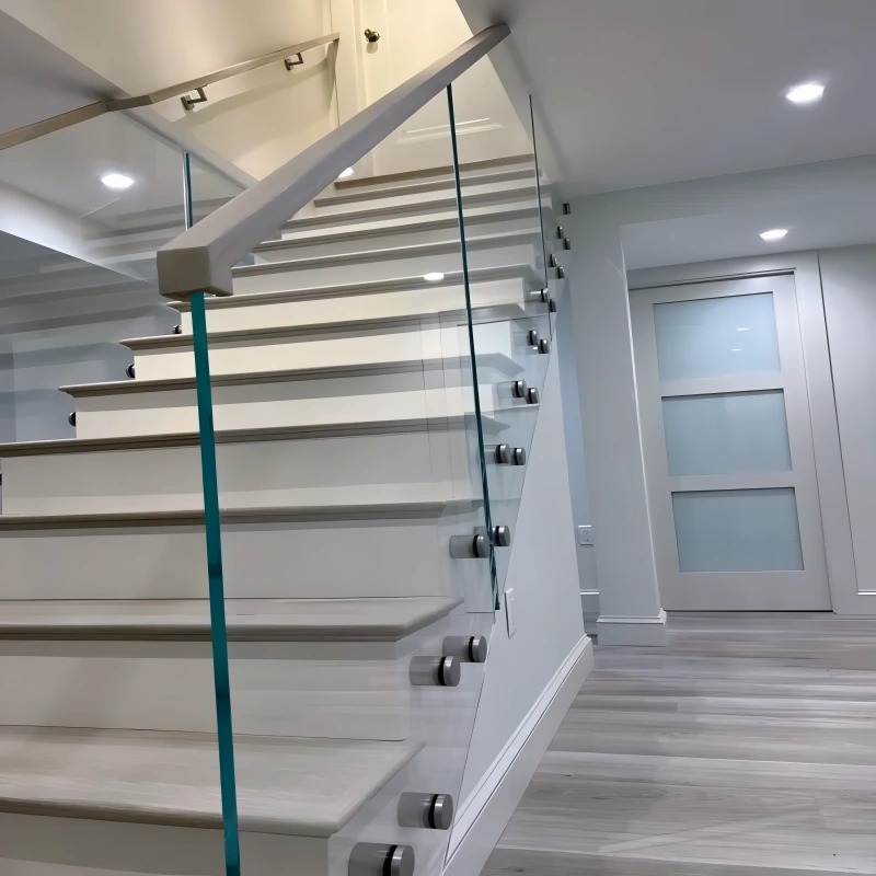 Standoff glass railings for stairs