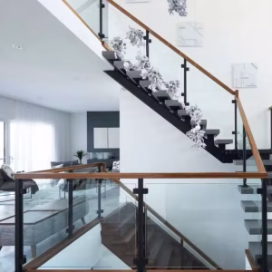 Semi-Frameless Glass Railing System on Modern Stairs